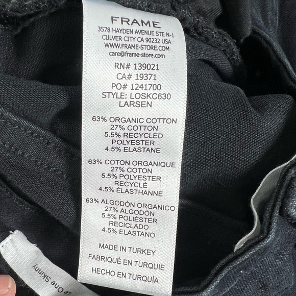 FRAME Le One Skinny Black Stretch Skinny Jeans Size 2 - Picture 6 of 7
